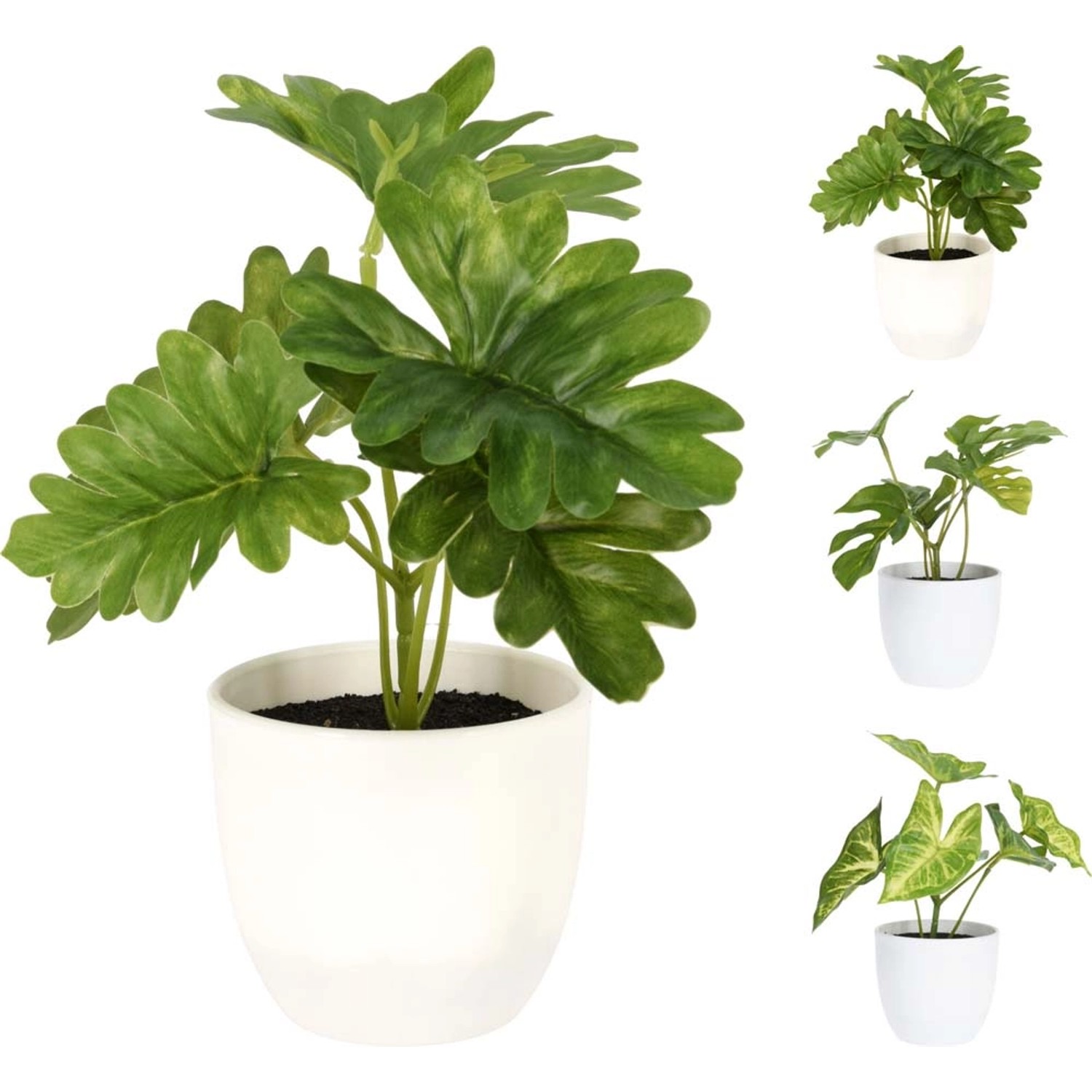 Roślina zielona sztuczna biała osłonka - wys. 17,5 cm