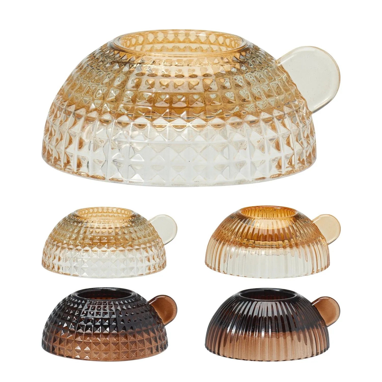 Świecznik szklany tealight Amber mix - 10,5 cm