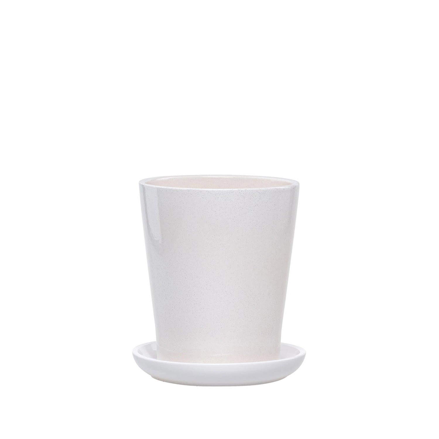 Donica z podstawką Irma biała kropkowana - 31 cm