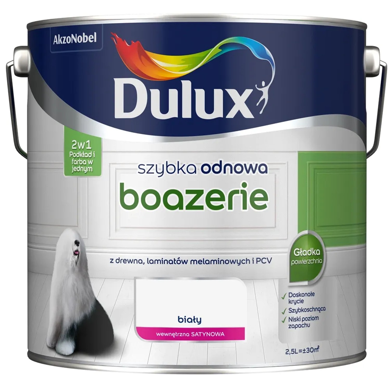 Dulux Szybka Odnowa Boazerie biała satynowa 2,5l
