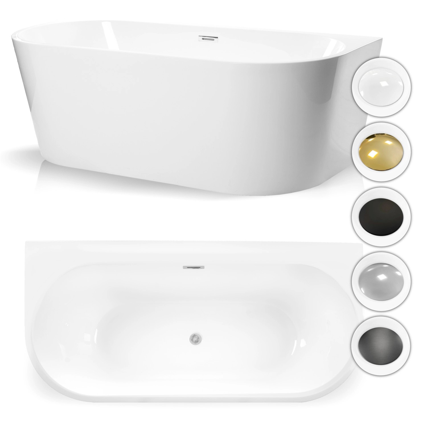 Wanna Pari 150 wolnostojąca biała czarny 150 x 80