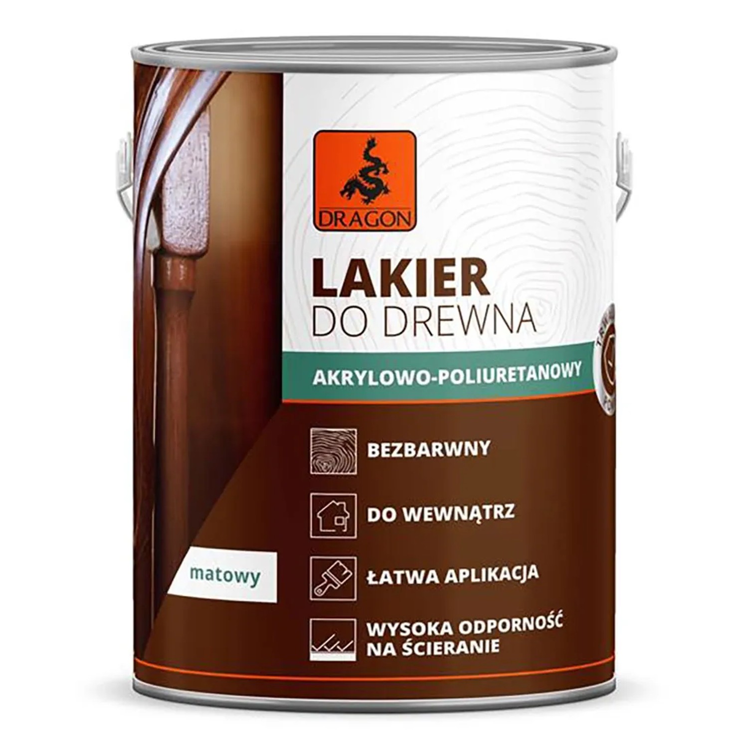 Dragon Lakier poliuretanowy do drewna mat 2,5L