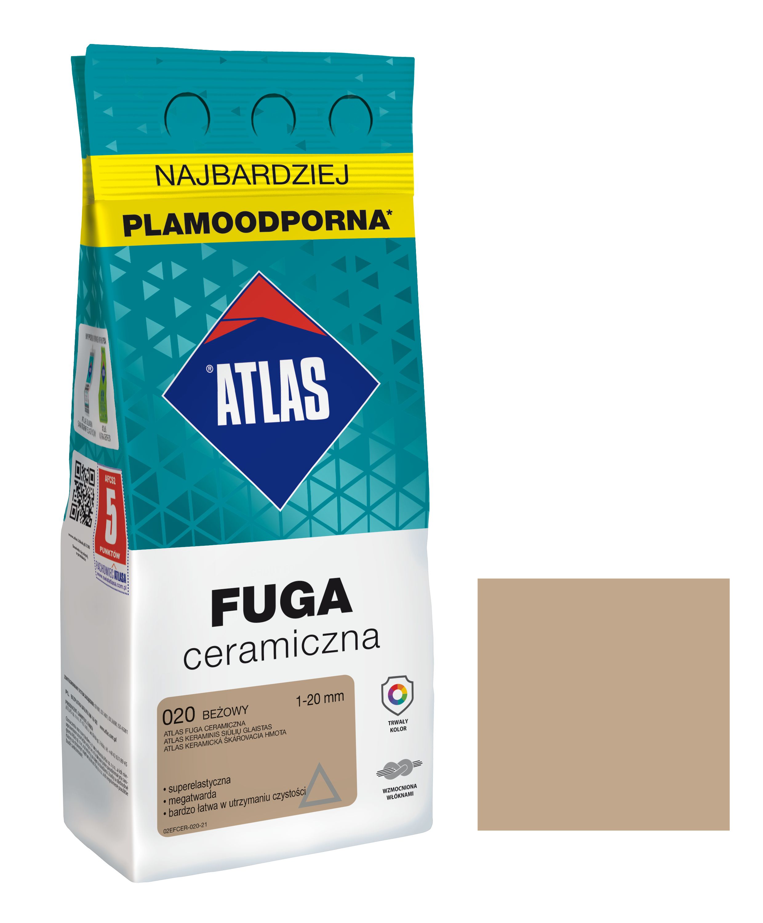 ATLAS FUGA CERAMICZNA 1-20MM 020 BEŻOWA 2KG