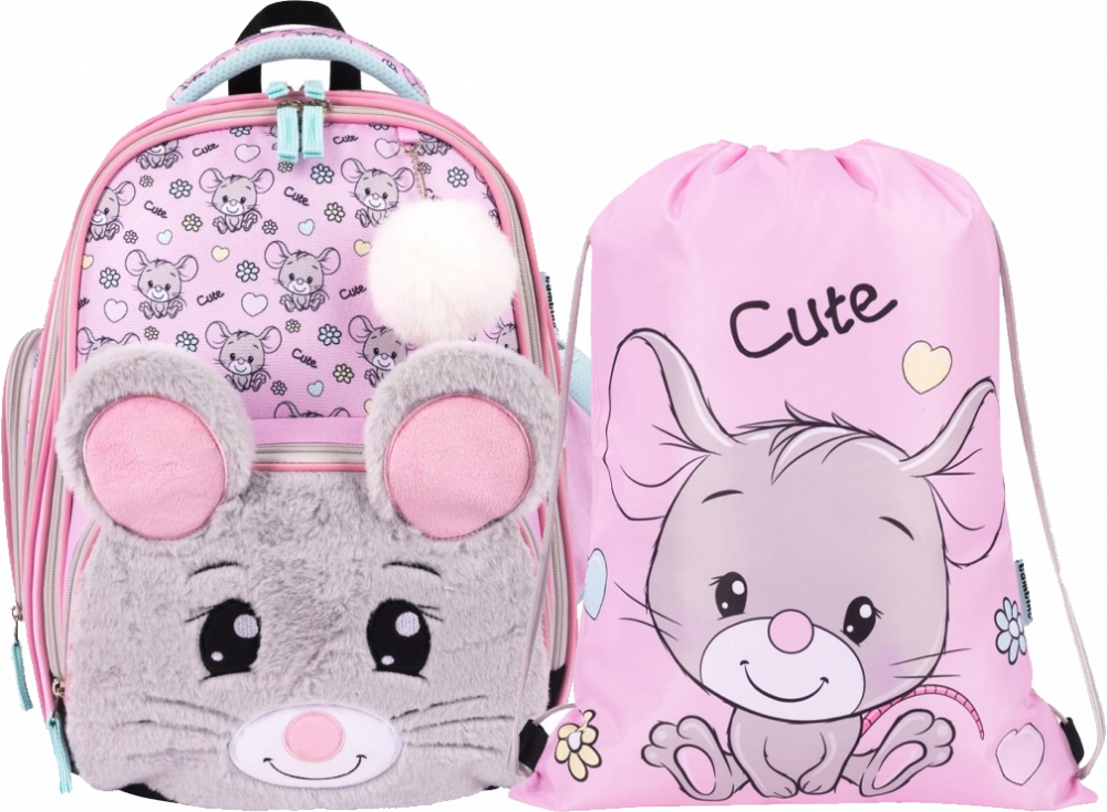 Zestaw: Plecak szkolny Bambino premium B8 + worek na buty Bambino Mouse