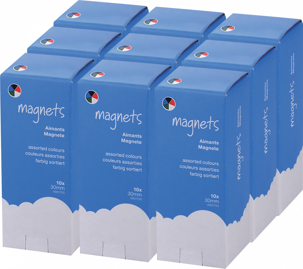 9x Magnesy Viking, 30mm, 10 sztuk, mix kolorów