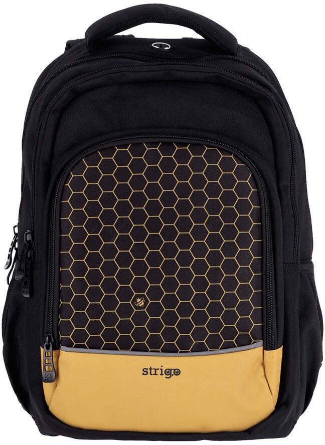 Plecak szkolny Strigo Misty Plaster Miodu, dwukomorowy, 24l, 39x27x18cm, czarny