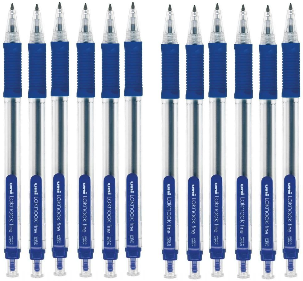 12x Długopis automatyczny Uni, Laknock SN-101, 0.7mm, niebieski