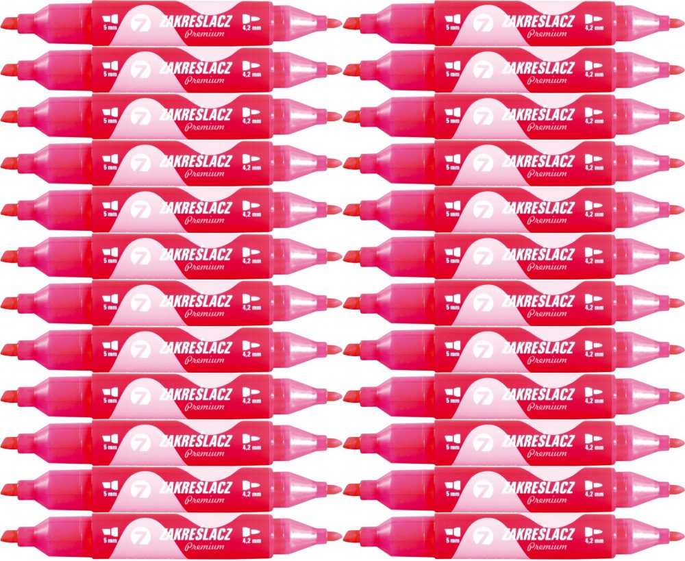 24x Zakreślacz dwustronny Tetis, okrągła/ścięta, 4.2mm/5mm, różowy