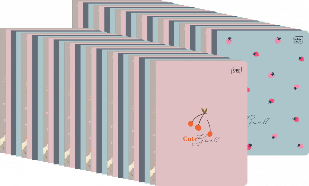 80x Zeszyt w kratkę Interdruk UV Girls, A5, 16 kartek, mix wzorów