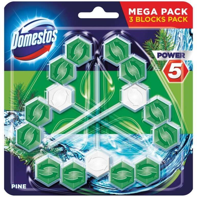 Zawieszka do WC Domestos Power 5, pine, 3x55g