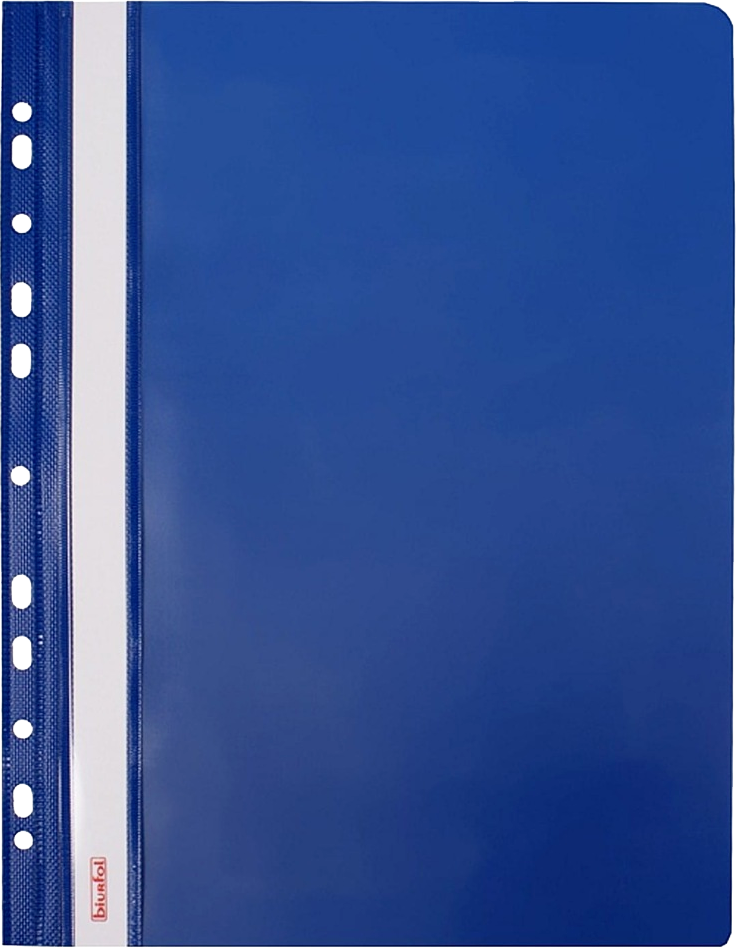 Skoroszyt plastikowy oczkowy Biurfol, twardy, A4, do 200 kartek, granatowy