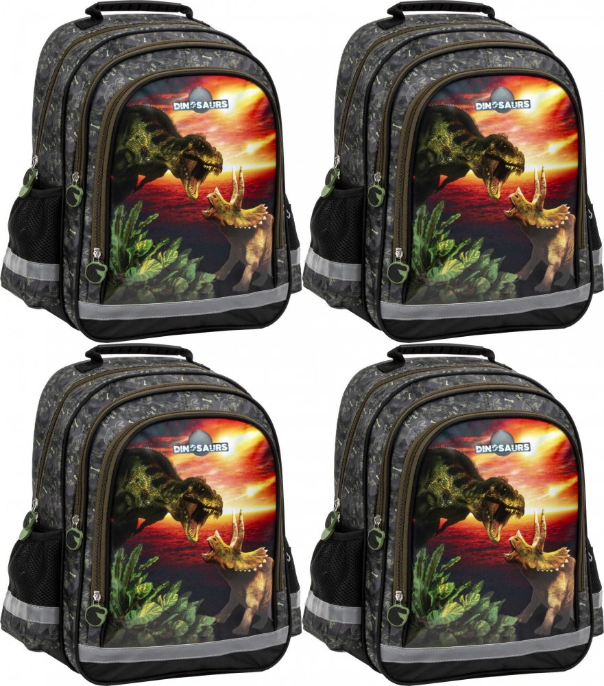 4x Plecak szkolny Derform 15 B Dinozaur 18, dwukomorowy, 18l, 38x28x18cm
