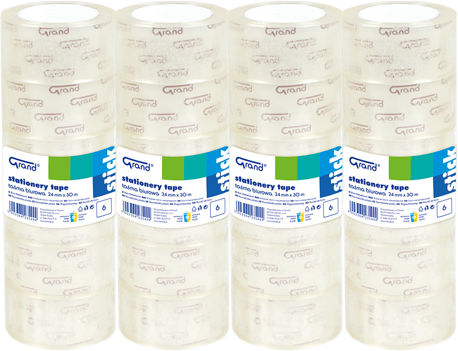 24x Taśma klejąca Grand, 24mm x 30m, przezroczysty