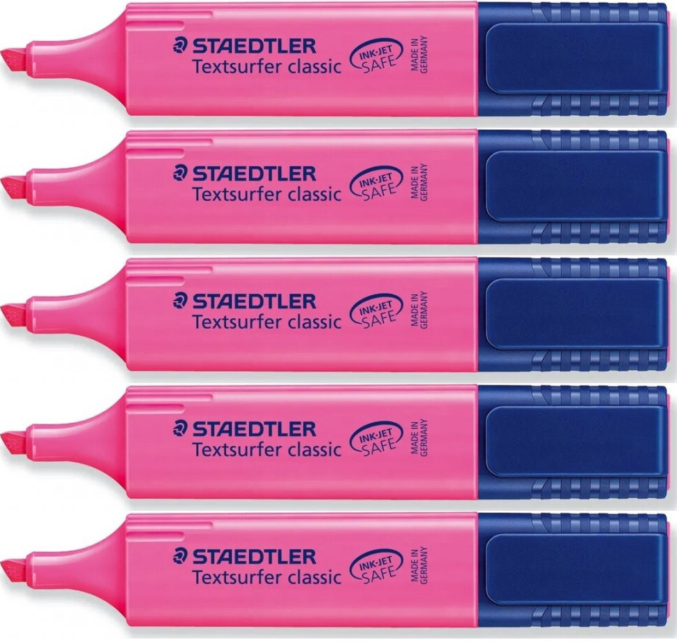 5x Zakreślacz Staedler, ścięta, 5mm, różowy