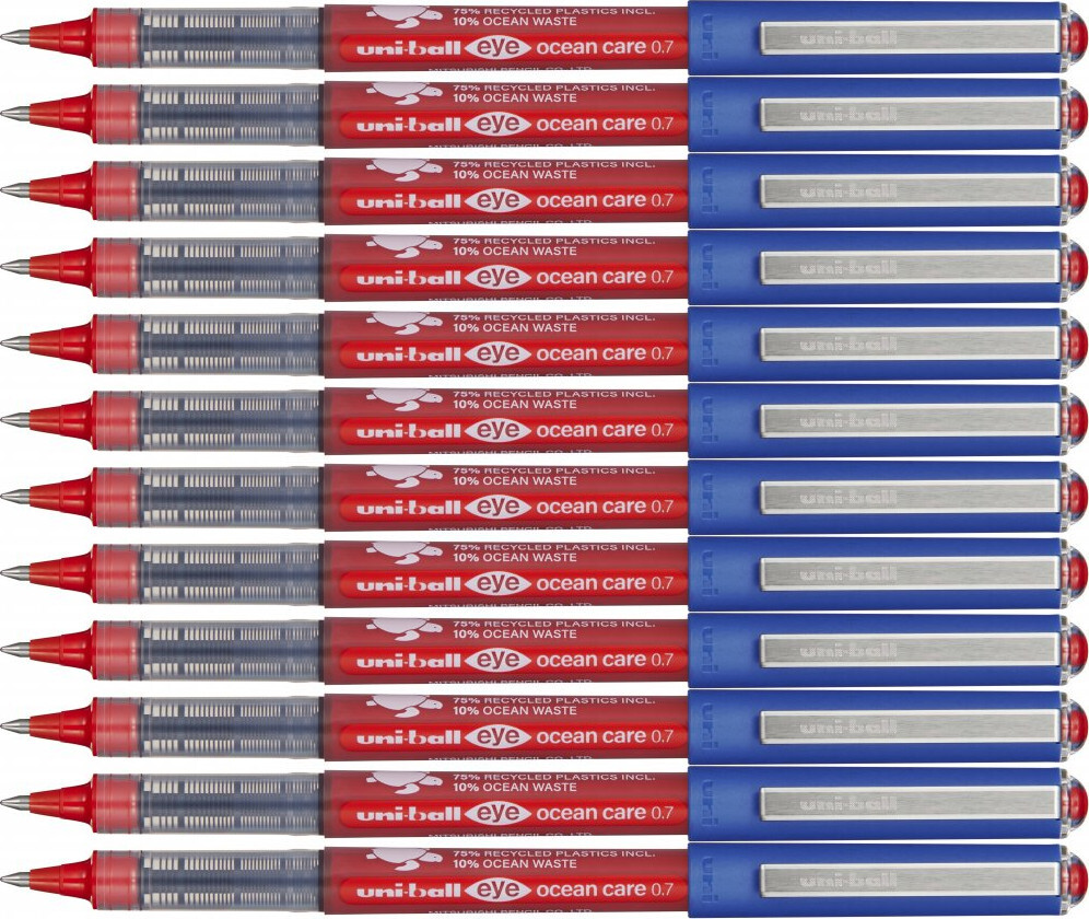 12x Pióro kulkowe Uni Eye Ocean Care, UB-157-ROP, 0.7mm, czerwony
