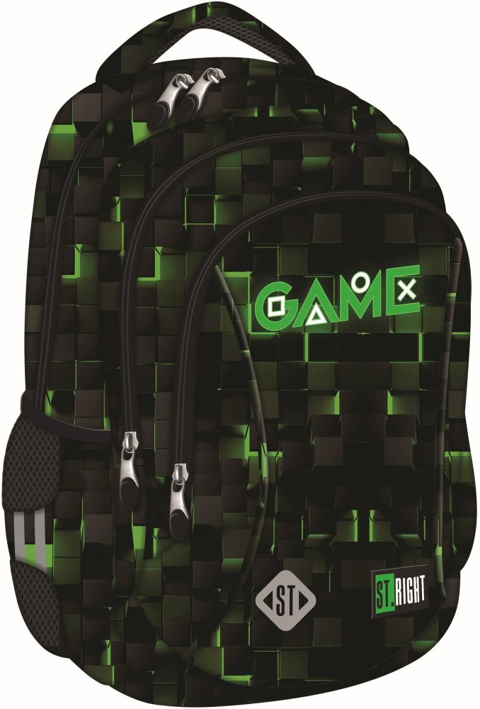 Plecak szkolny St. Right Green Game BP77, trzykomorowy, 22l, 43x29x20 cm