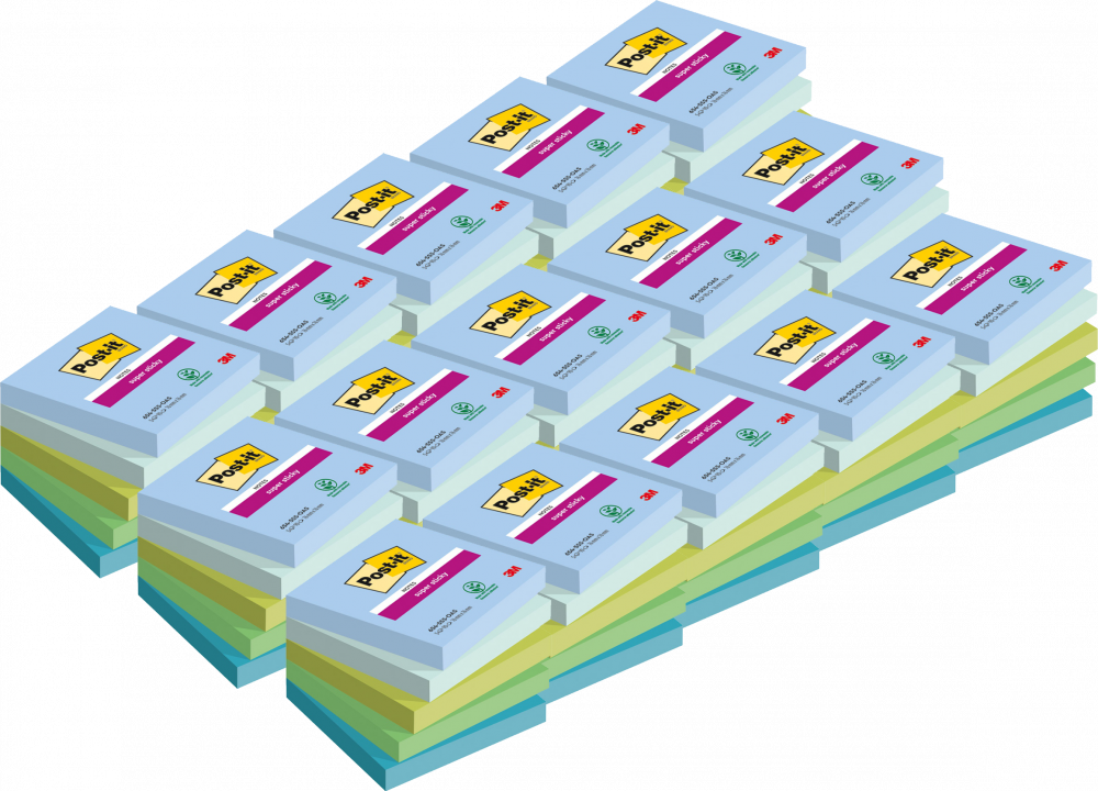 15x Karteczki samoprzylepne Post-it Super Sticky Oasis, 76x76mm, 5x90 karteczek, mix kolorów