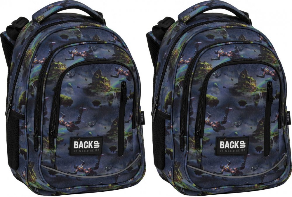 2x Plecak szkolny BackUP 5 model R 40, trzykomorowy, 24l, 39x27x20cm, granatowy