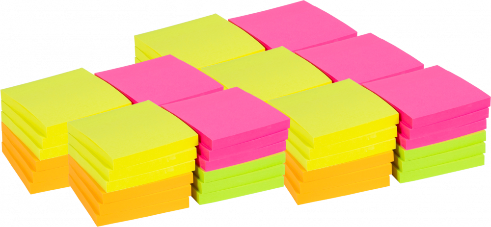 5x Karteczki samoprzylepne Viking, 76x76mm, 12x100 karteczek, mix kolorów neonowych