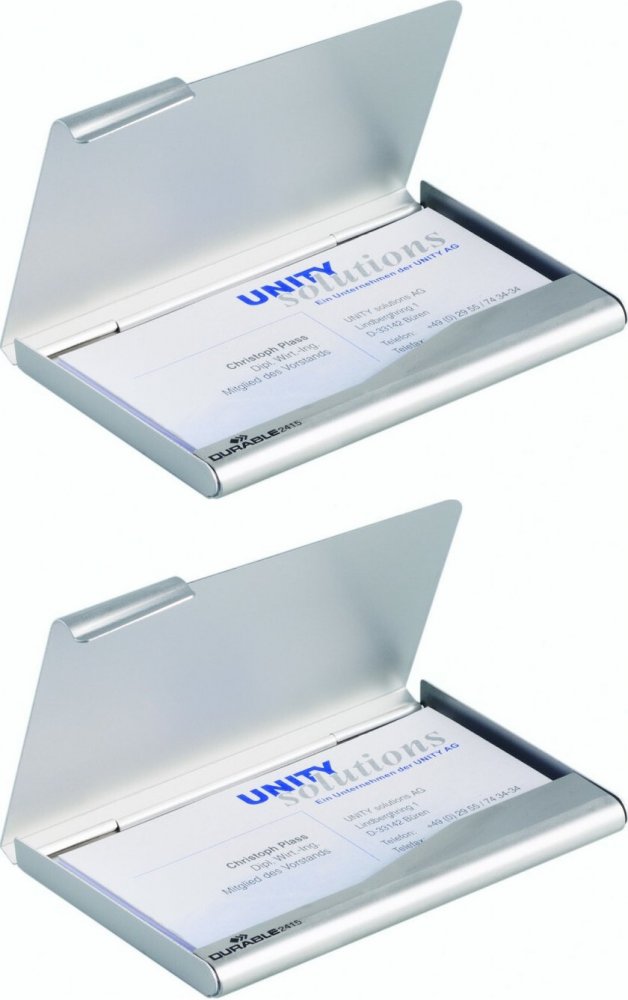 2x Wizytownik kieszonkowy Durable, na 20 wizytówek, srebrny