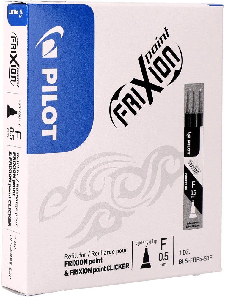 12x Wkład do cienkopisu wymazywalnego Pilot, Frixion Point, 0.5mm, 3 sztuki, czarny
