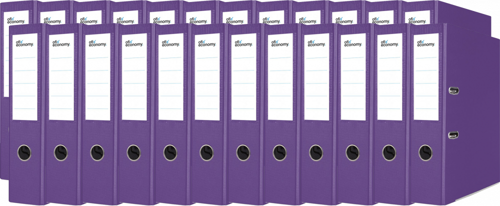 24x Segregator A4 Ofix Economy, z wyklejką, 75mm, do 500 kartek, fioletowy