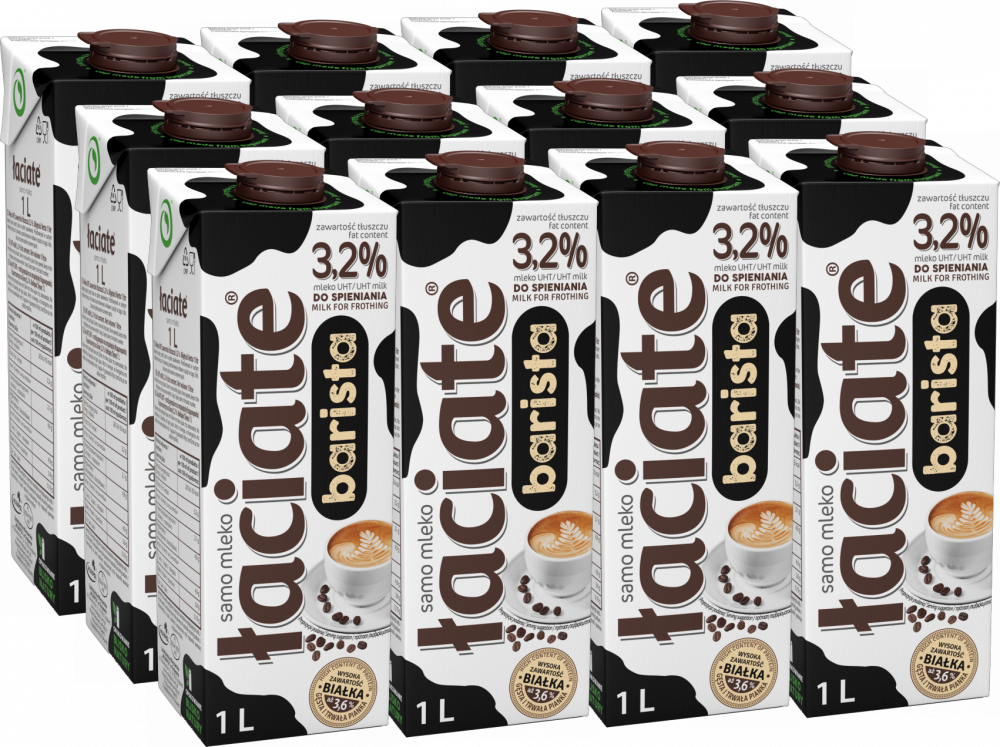 12x Mleko UHT do spieniania Łaciate Barista, 3.2%, 1l