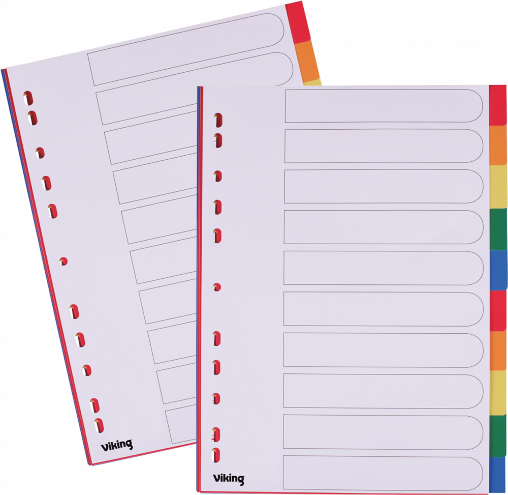 2x Przekładki do segregatora Viking, plastikowe, A4, 10 kart, biały