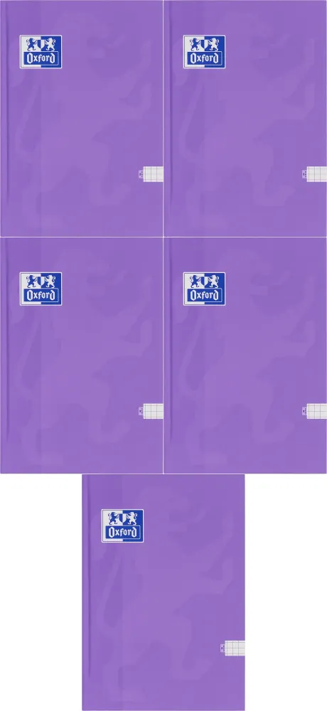 5x Brulion w kratkę Oxford Touch, A4, twarda oprawa, 96 kartek, mix kolorów