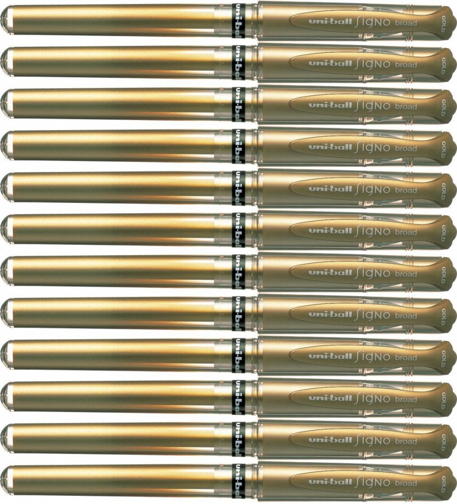 12x Długopis żelowy Uni UM-153, 1.0mm, złoty