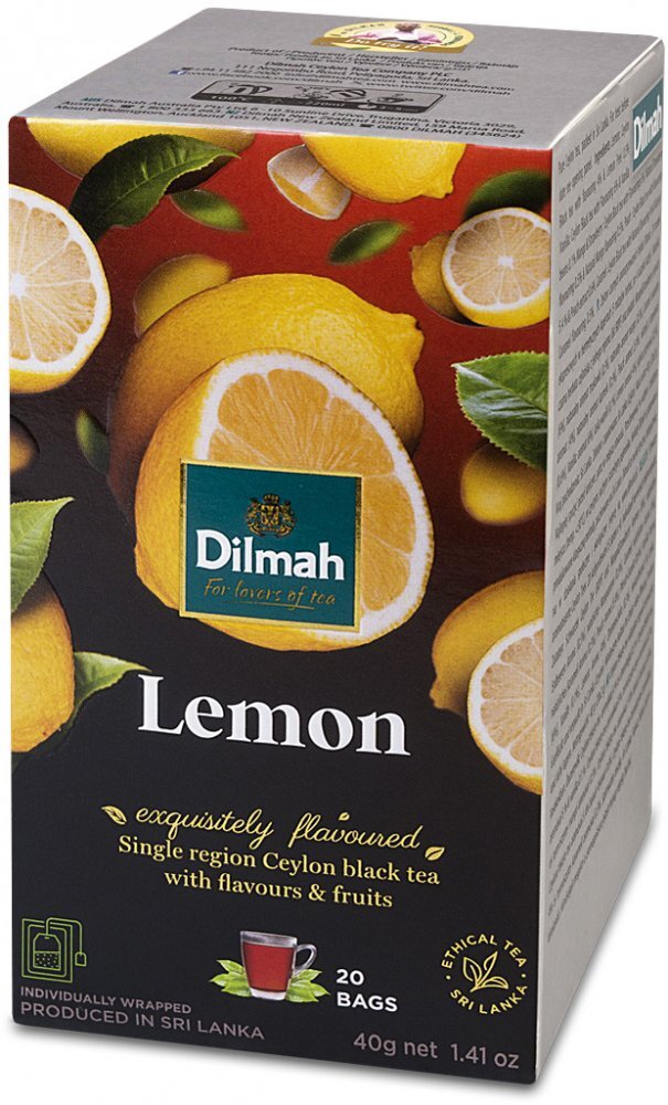 Outlet: USZKODZONE OPAKOWANIE Herbata czarna aromatyzowana w kopertach Dilmah, cytryna, 20 sztuk x 2g