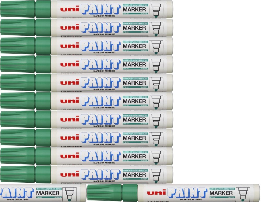 12x Marker olejowy Uni PX-20, okrągła, 2.2-2.8mm, zielony