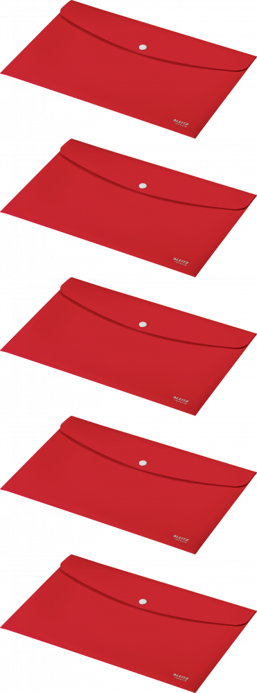 5x Teczka kopertowa Leitz Recycle, A4, na zatrzask, czerwony