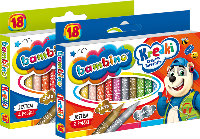 2x Kredki Bambino Zwierzaki Uczniaki, 18 sztuk, mix kolorów