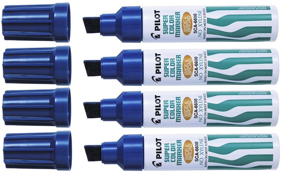 4x Marker permanentny Pilot, Jumbo SCA 6600, ścięta, 12.5mm niebieski