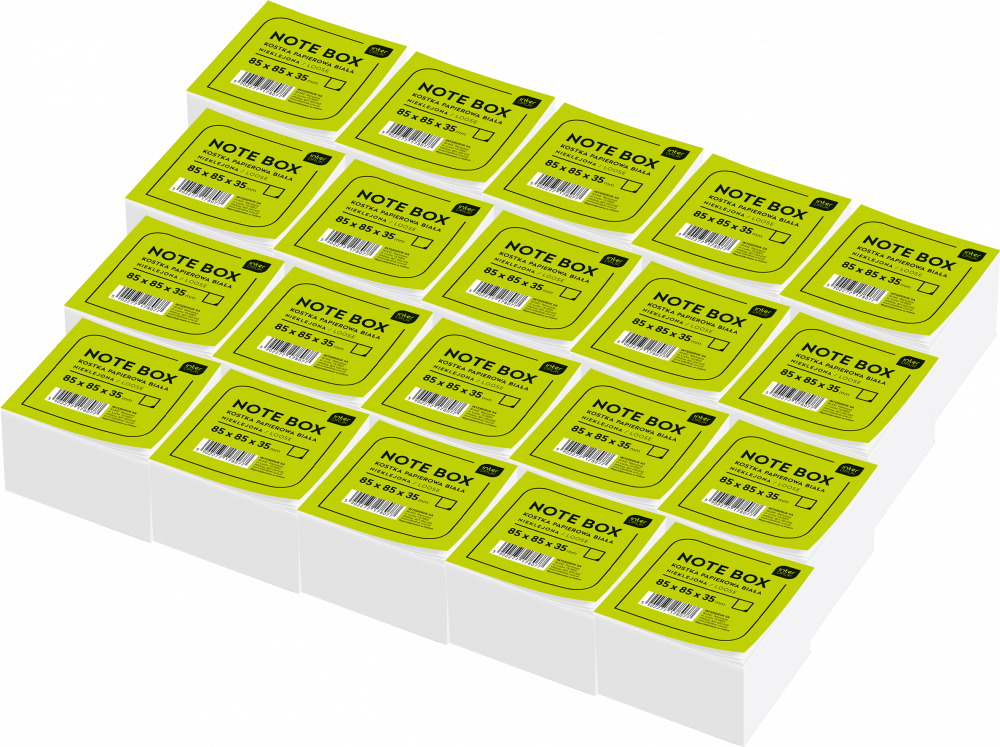 20x Karteczki do notatek Interdruk, nieklejone, 85x85x35mm, +/-350 kartek, biały