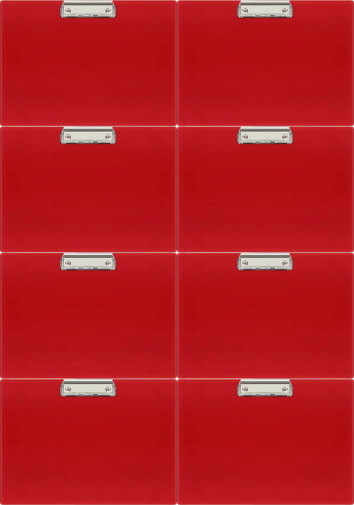 8x Clipboard Biurfol, A4, poziomy (klip po dłuższym boku), czerwony