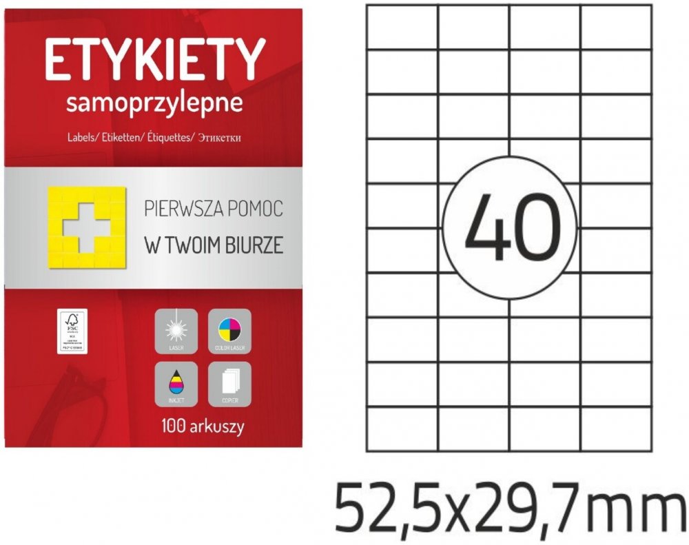 Etykiety samoprzylepne Dalpo Memo Label, 52.5x29.7mm, 100 arkuszy, biały