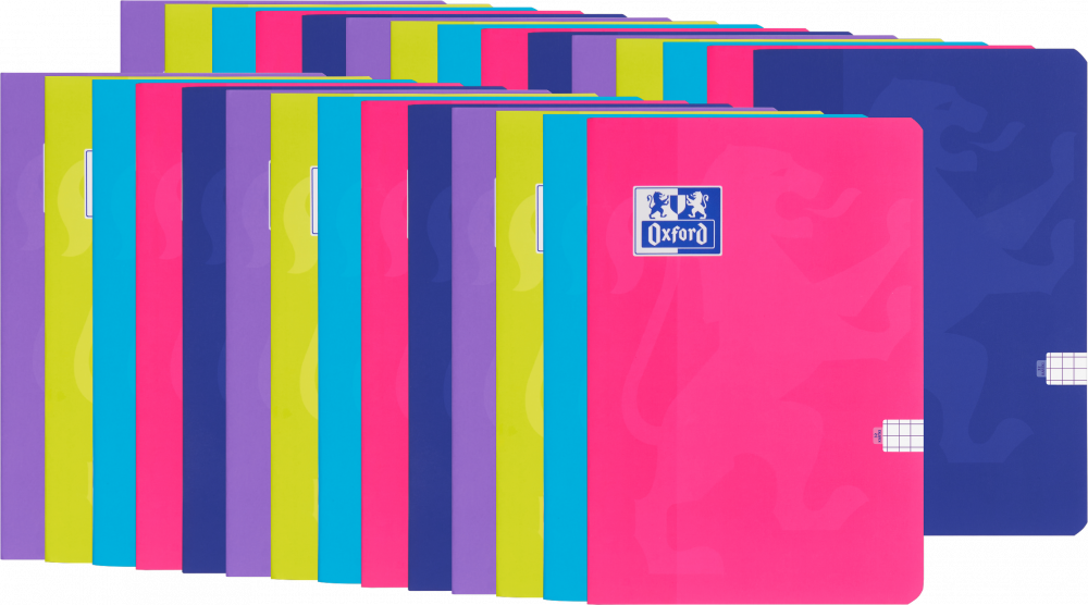 50x Zeszyt w kratkę Oxford Touch, A5, miękka oprawa, 32 kartki, mix kolorów