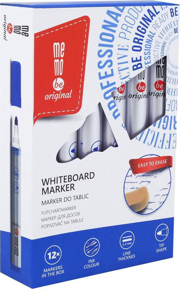 12x Marker suchościeralny MemoBe, okrągła, 2-3mm, niebieski