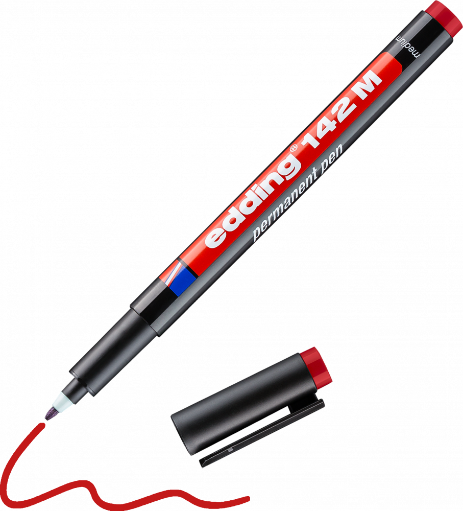 Foliopis permanentny edding 142M, okrągła, 1.0mm, czerwony