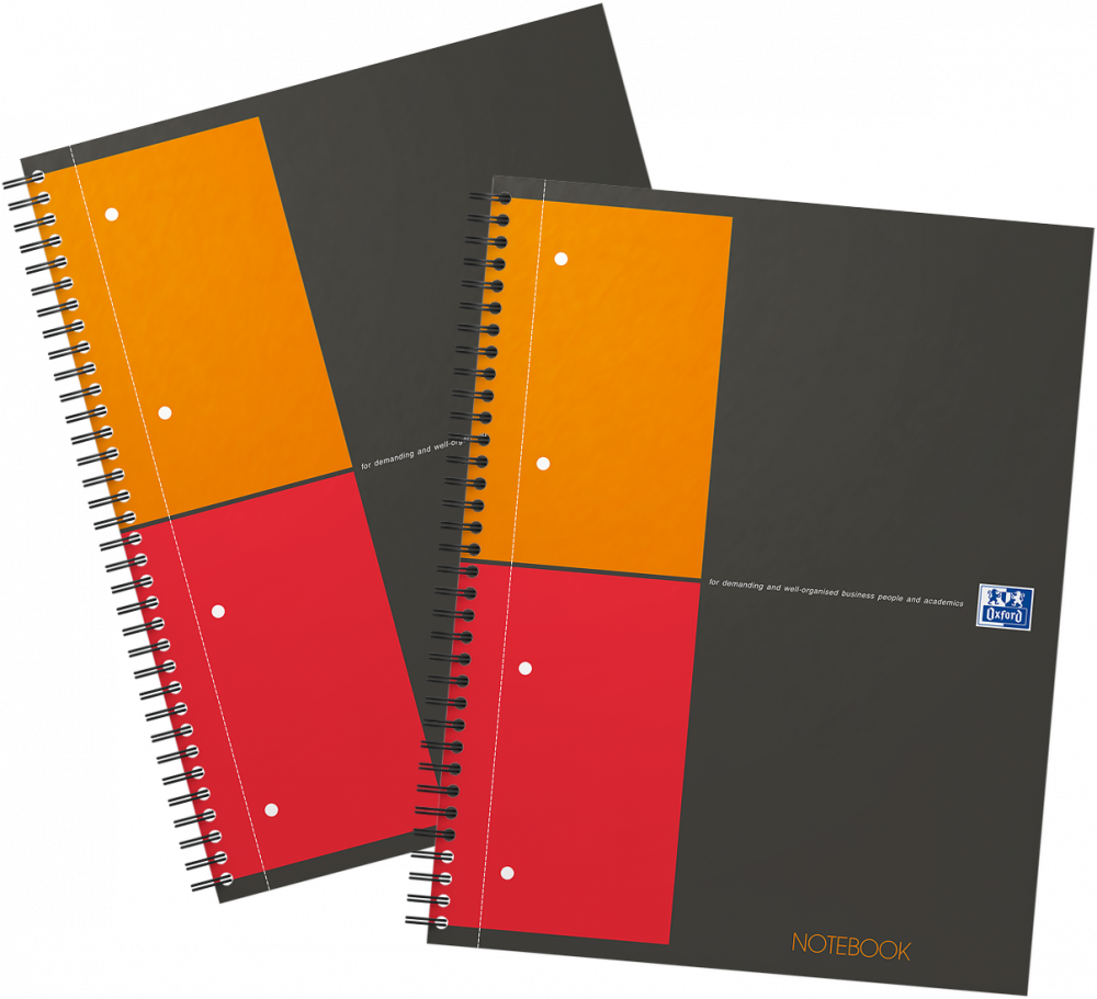 2x Kołonotatnik Oxford International Notebook, A4+, w kratkę, 80 kartek, okładka kartonowa, szary