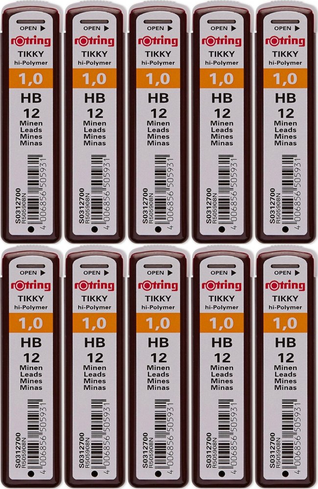 10x Grafity ołówkowe Rotring Tikky, 1mm, HB