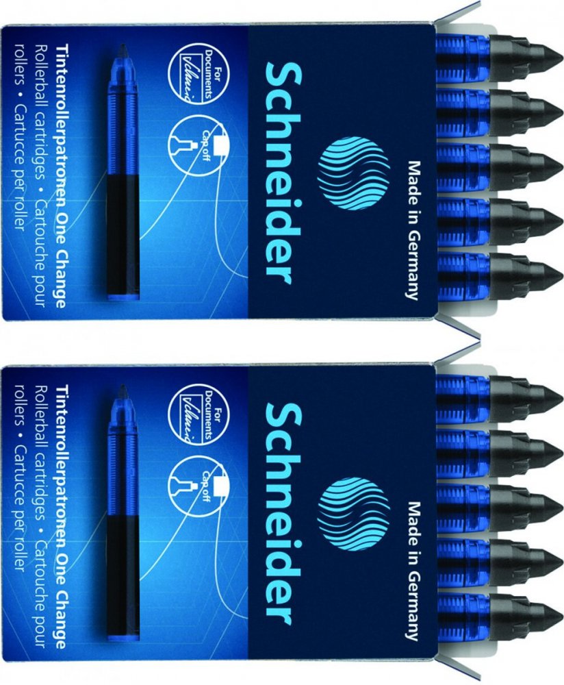 2x Kartridże Schneider One Change, do piór kulkowych, 0.6mm, 5 sztuk, czarny