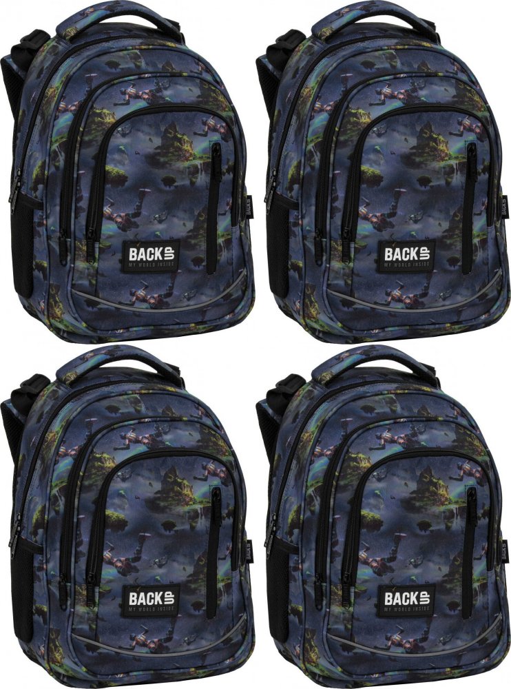 4x Plecak szkolny BackUP 5 model R 40, trzykomorowy, 24l, 39x27x20cm, granatowy