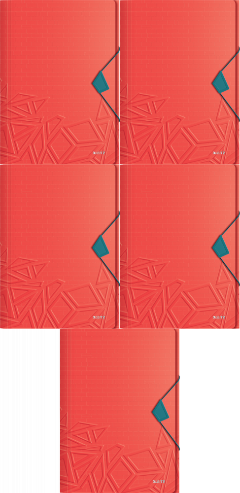 5x Teczka plastikowa z gumką Leitz Urban Chic, A4, 15 mm, czerwony