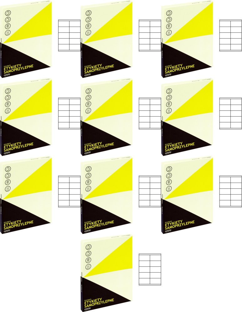 10x Etykiety samoprzylepne Grand, 105x57mm, 100 arkuszy, biały
