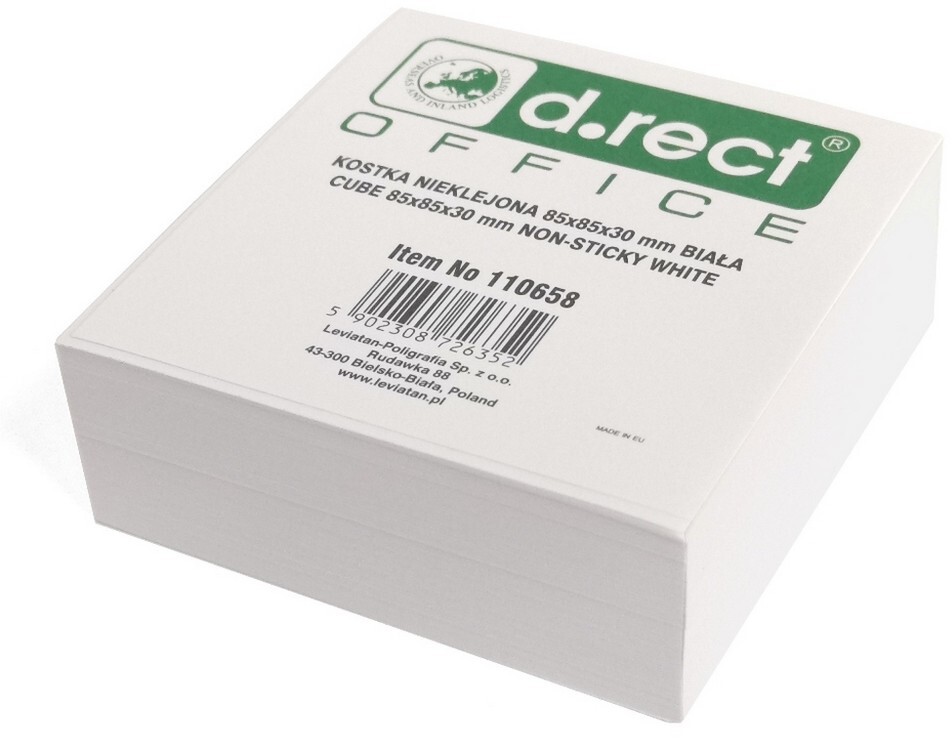 Karteczki do notatek D.Rect, nieklejone, 85x85x30mm, biały