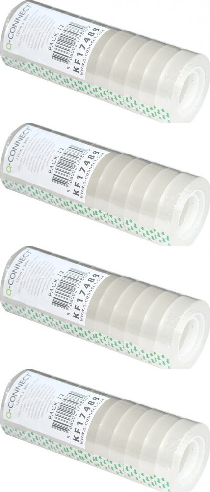 4x Taśma klejąca Q-Connect, 12mmx30m, 12 sztuk, przezroczysty