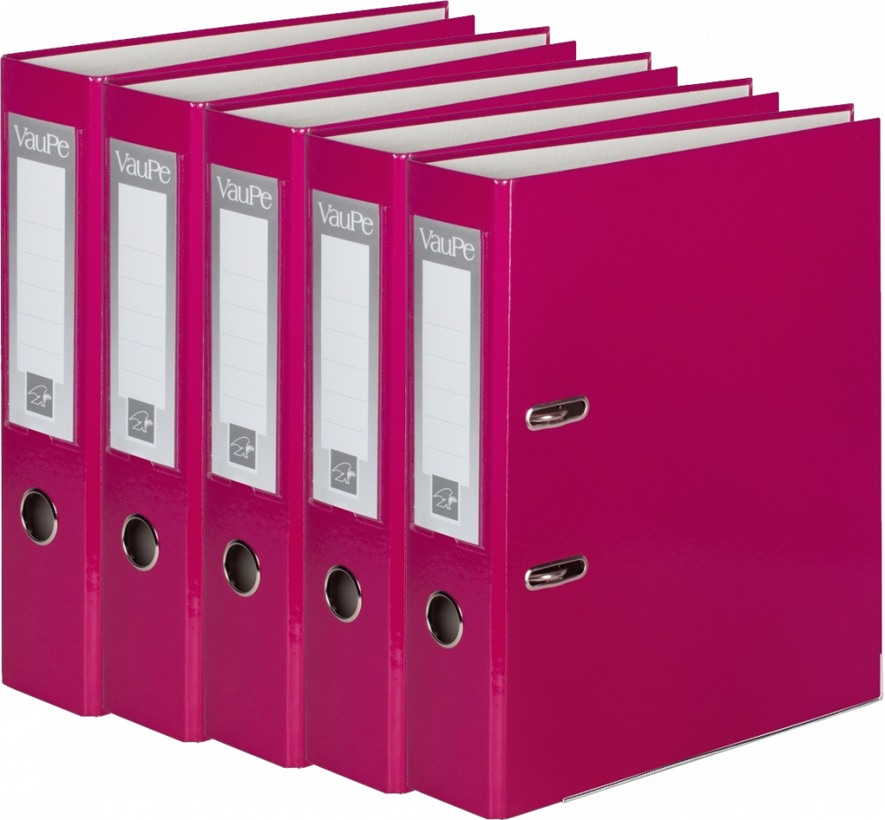 5x Segregator A4 VauPe FCK, 75mm, do 500 kartek, różowy